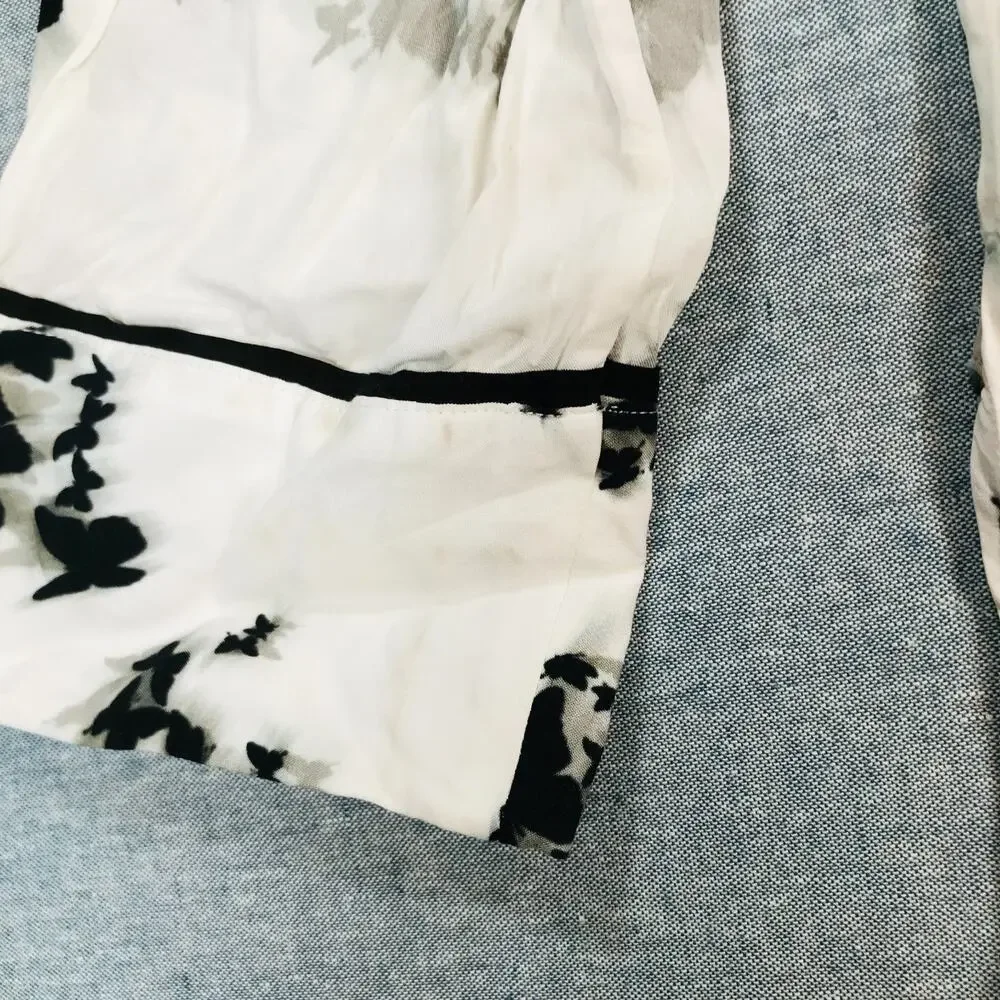 All Saints Women Medium Safi Orsino Pyjama Shirt White Black Skull Goth Flaw BC4